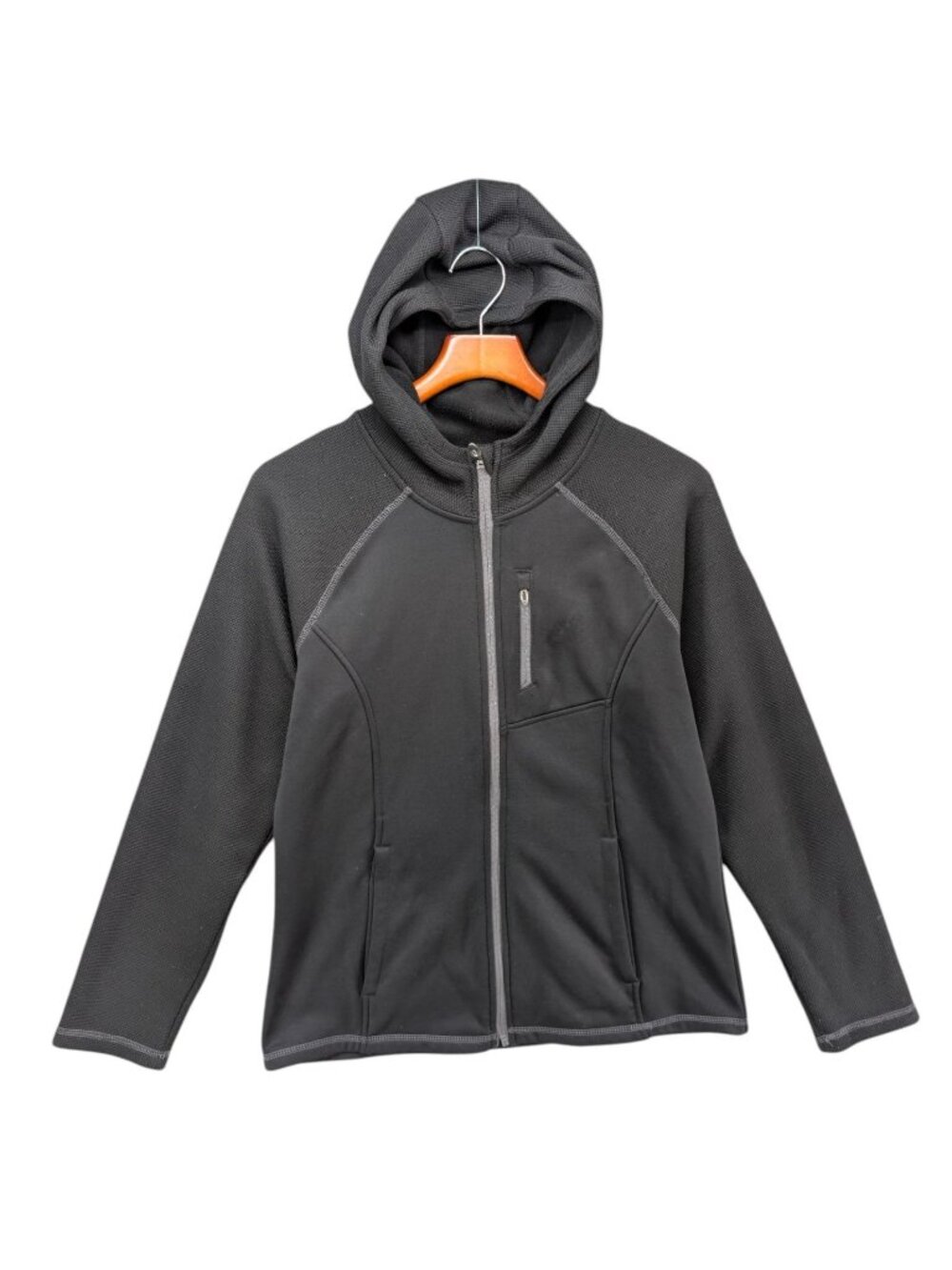 Spyder Athletic Hooded Jacket Womens Black Full Zip Hoodie Pockets Size L